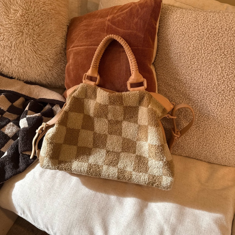 Cleobella Tan Checkered Tote Bag